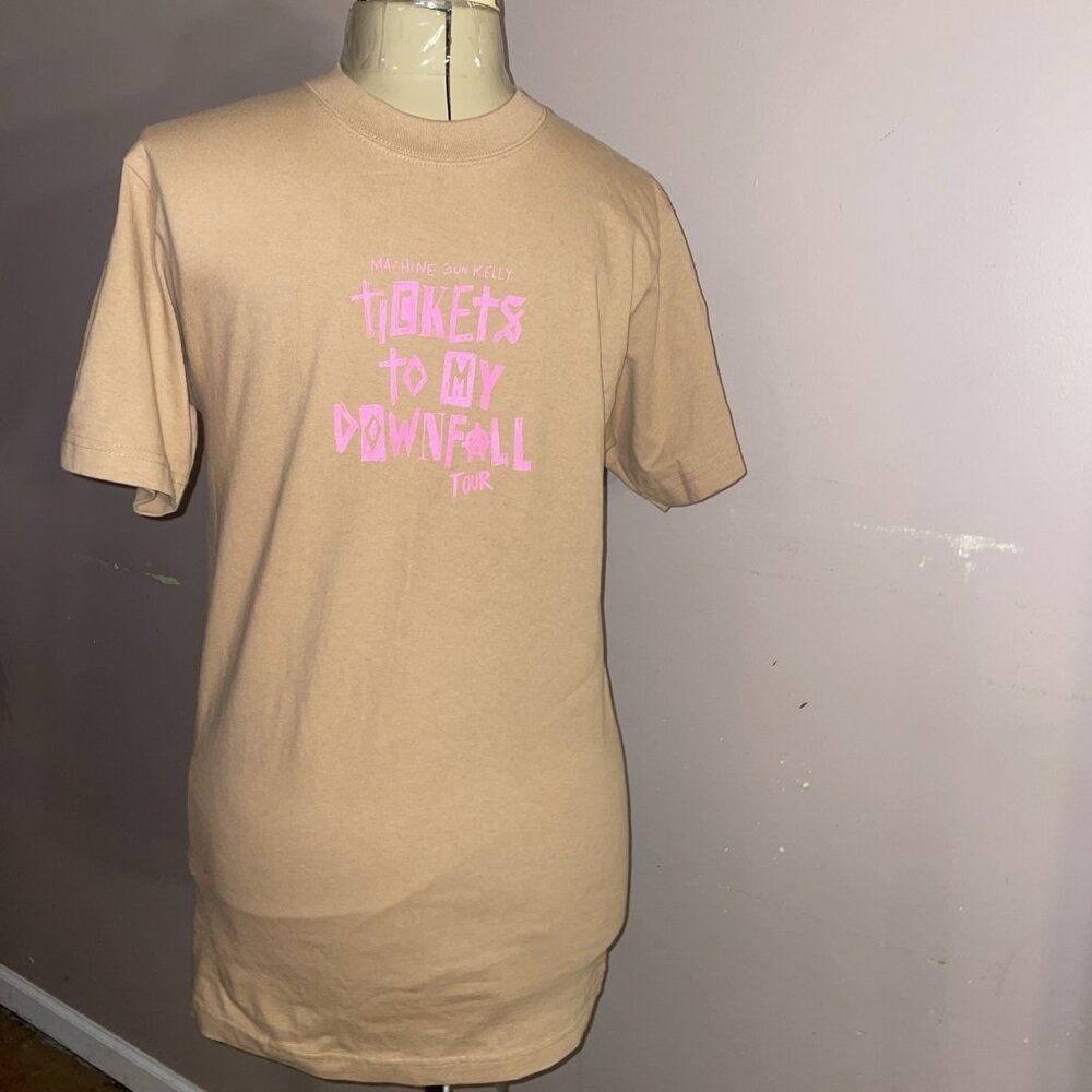 Machine Gun Kelly Tickets to my Downfall Tour Shirt + Stickers Beige/Pink Mens M